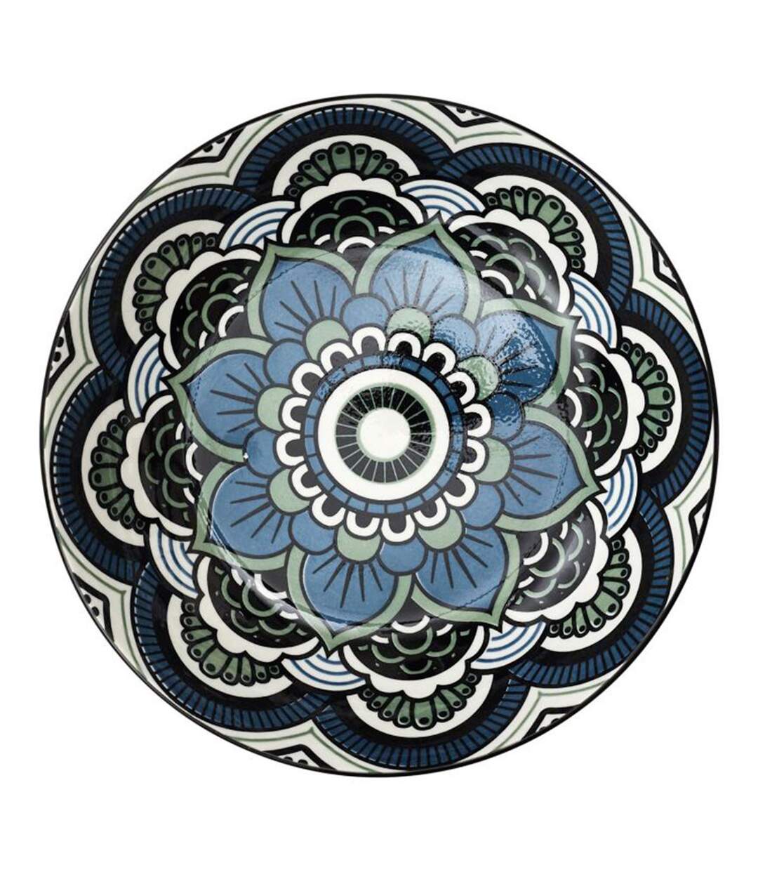 Lot de 6 Assiettes Creuses Mandala 20cm Bleu-1