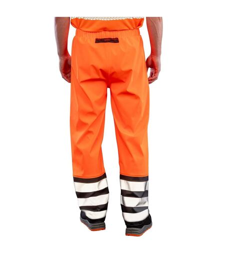Mens prism hi-vis heavy duty trousers fluorescent orange/black Result Genuine Recycled