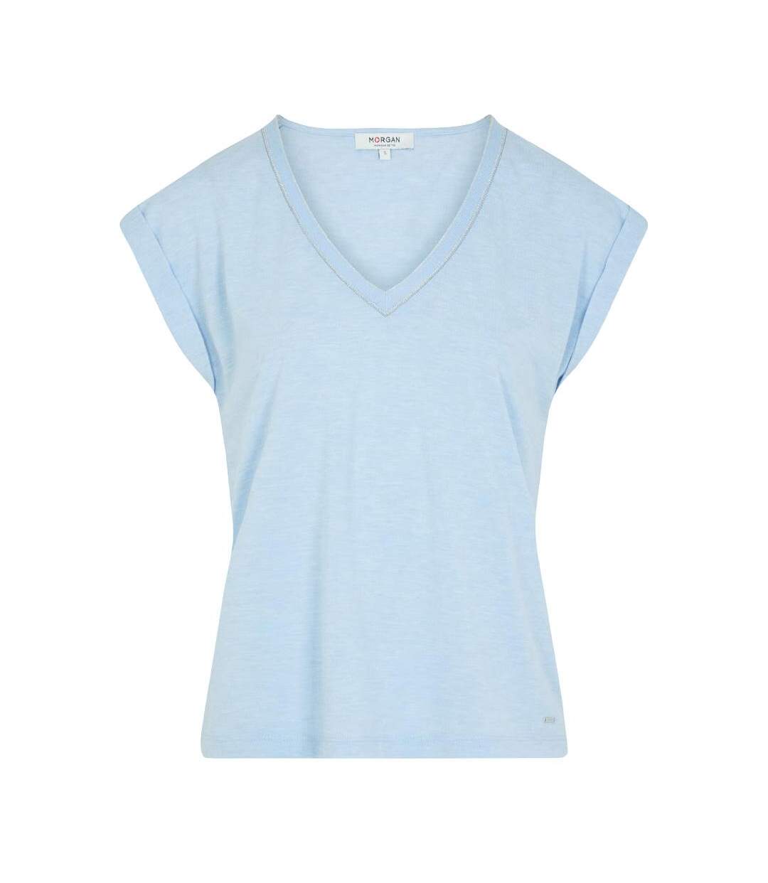 T-Shirt bleu clair femme morgan fantaisie-2