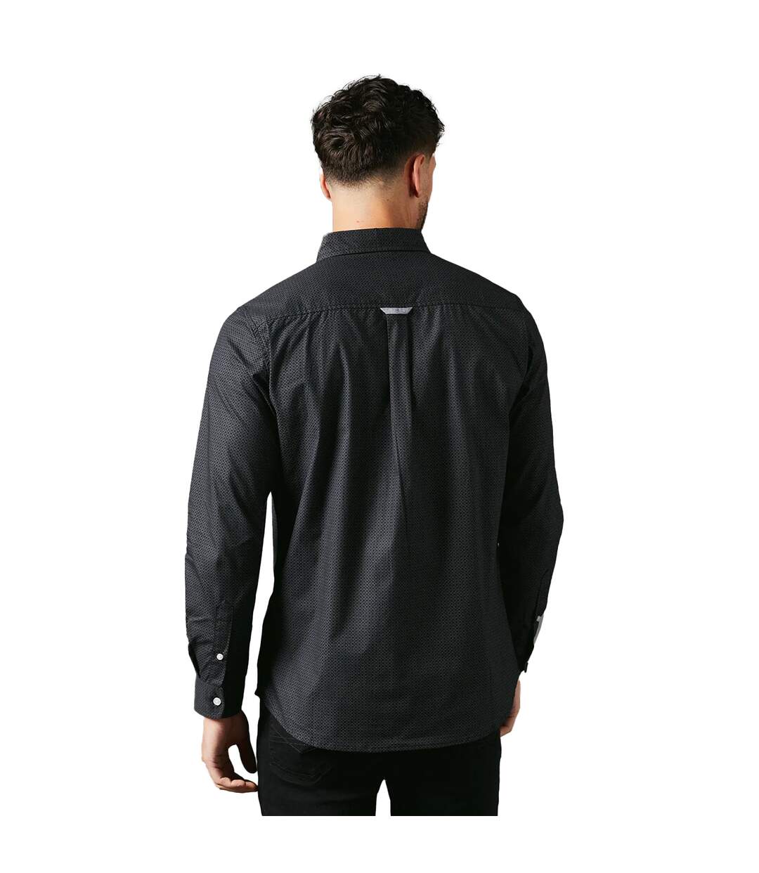 Mens octo geometric long-sleeved shirt black Maine