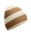 Colour Block Beanie Natural Stone Dusty Blue Beechfield-1