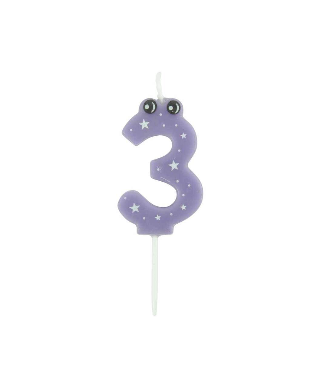 Bougie d'Anniversaire Chiffre 3 5cm Violet-1