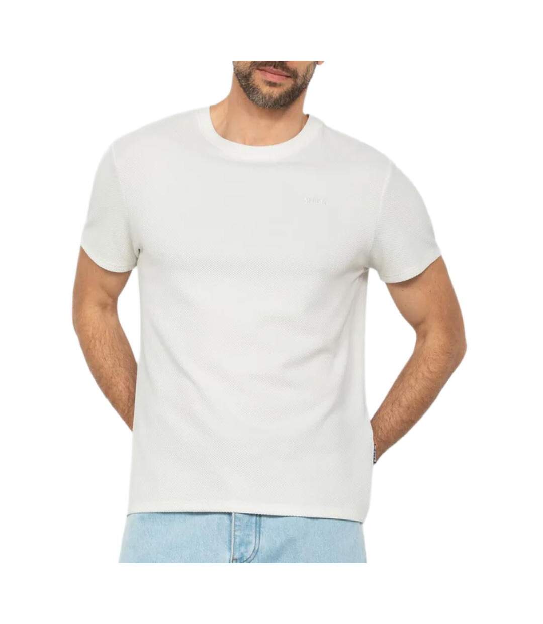 T-Shirt blanc homme schott tsclay-1