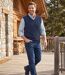 Men's Navy Cable Knit Sleeveless Jumper-3