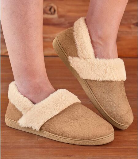 Women's Faux-Suede and Faux-Fur Slippers