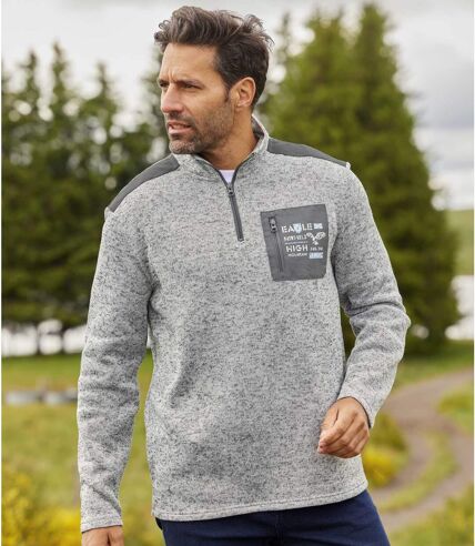 Men's Brushed Fleece Sweatshirt - Mottled Light Gray