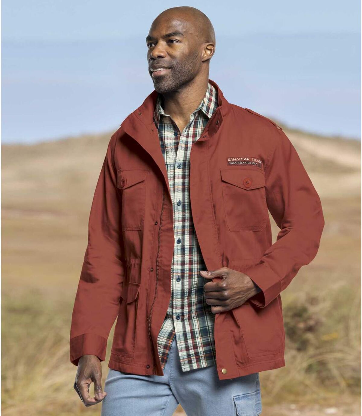 Men's Red Twill Safari Jacket Atlas For Men