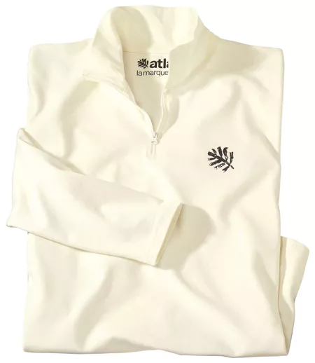 Le Polo Zippé Homme en Coton Bio Ecru
