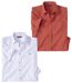 Paquet de 2 chemises à manches courtes en crépon homme - blanc terracotta