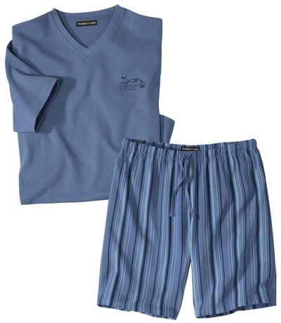 Men's Summer Pajama Short Set - Indigo