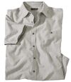 Men's Striped Textured Cotton Shirt - Grey, Ecru Atlas For Men