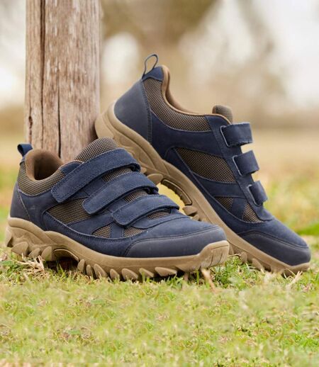 Men's Blue Hook-and-Loop Shoes - Water-Repellent
