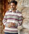 Men's Striped Eagle Print Long Sleeve Polo Shirt Atlas For Men