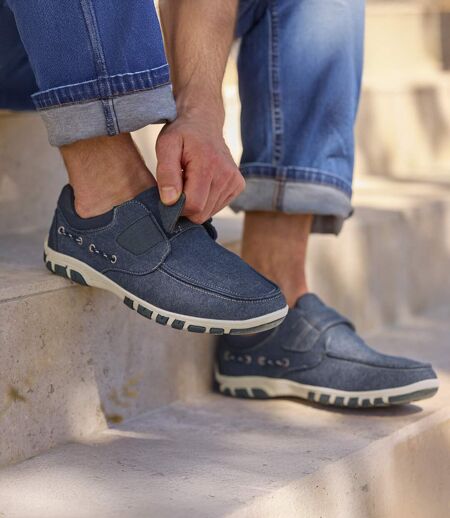 Les Mocassins Scratchés Style Bateau en Jean