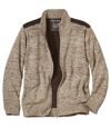 Men's Beige Fleece-Lined Knitted Jacket Atlas For Men