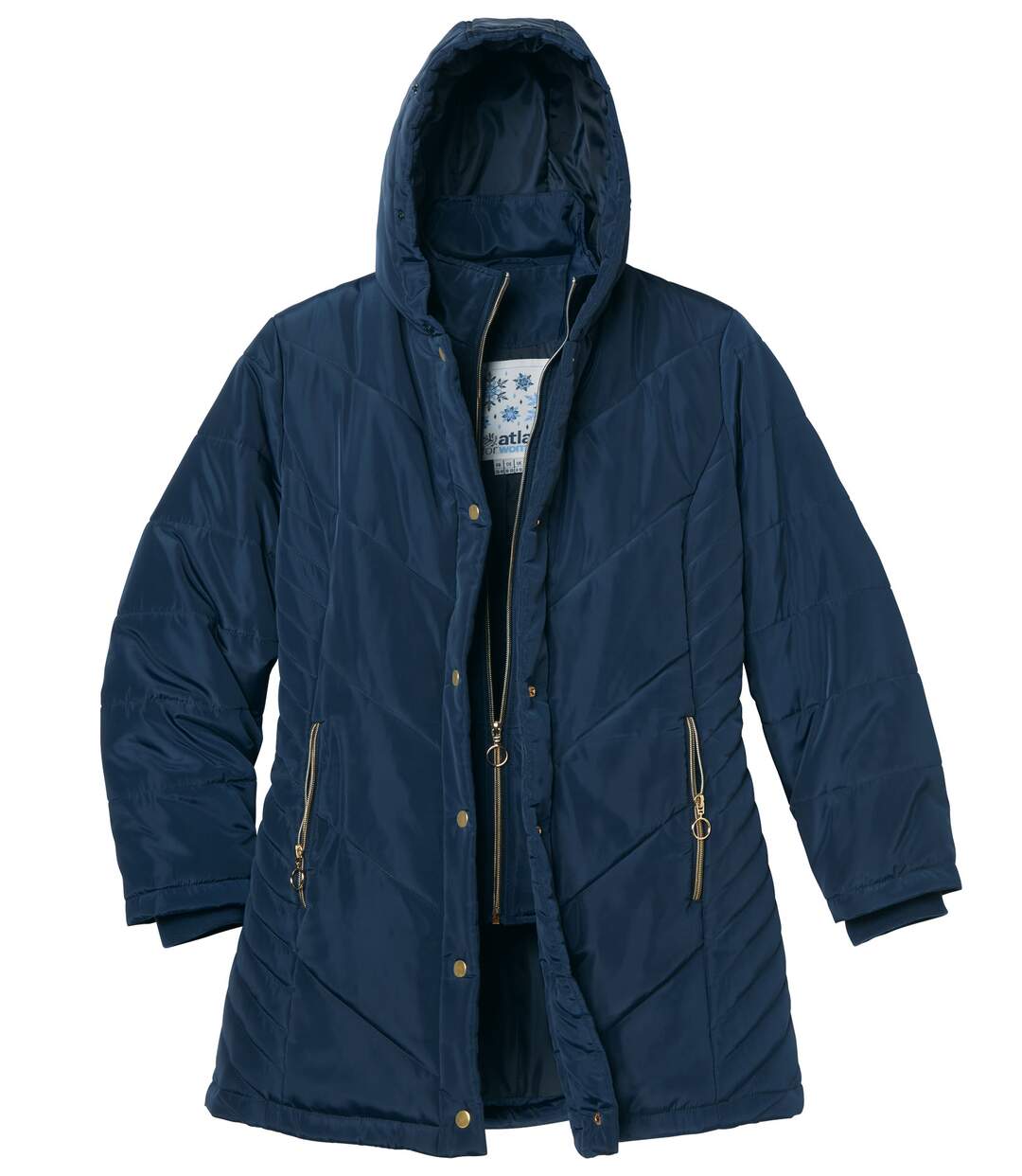 Women's Navy Padded Parka with Hood-9