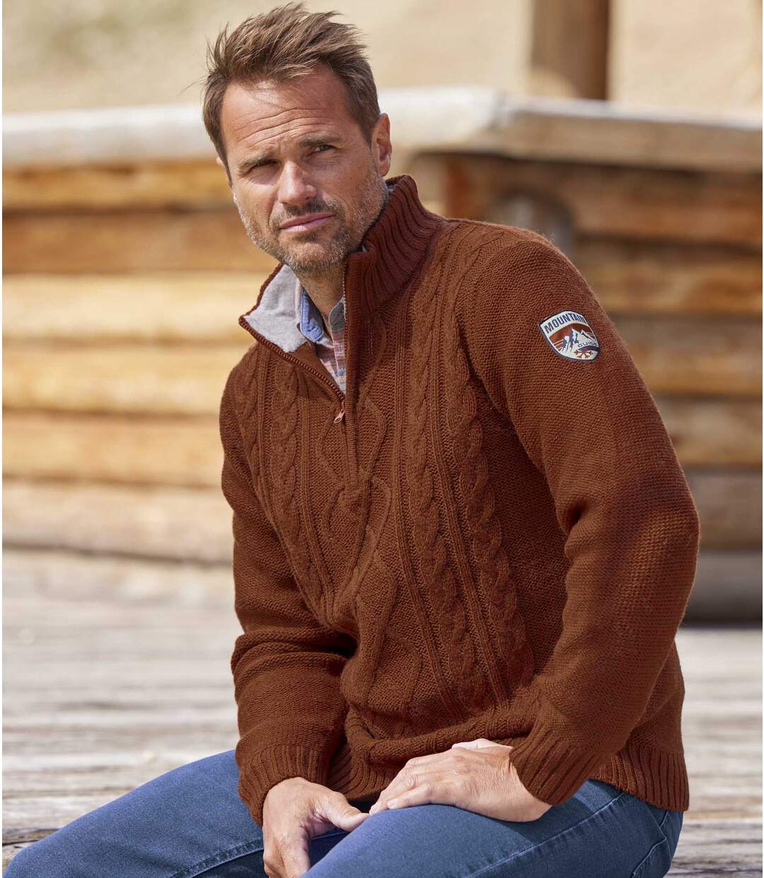 Pletený sveter so zapínaním na zips  Atlas For Men