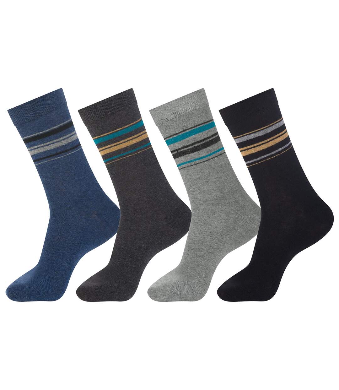 Pack of 4 Pairs of Men's Socks - Blue Anthracite Grey Black-1