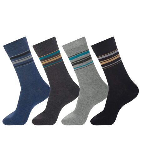 Pack of 4 Pairs of Men's Socks - Blue Anthracite Grey Black