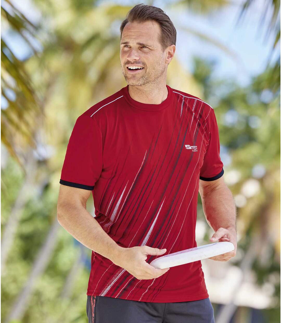 Pack of 3 Men's Summer Sport Print T-Shirts - White Red Black-3