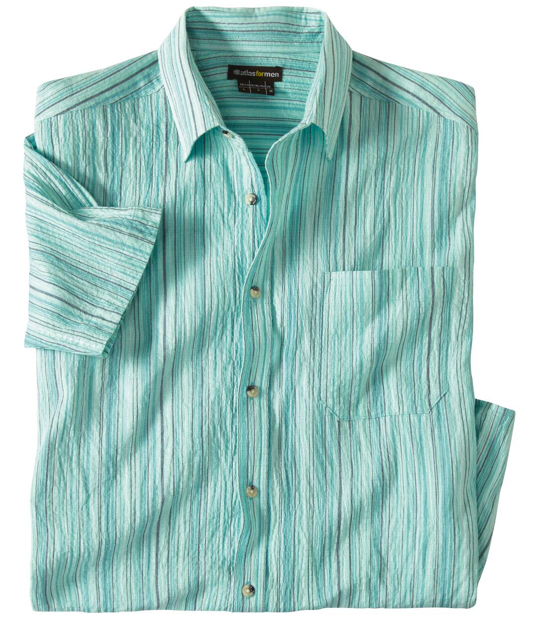 Men's Turquoise Striped Crepe Shirt