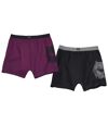 Men's Pack of 2 Wolf Print Boxers - Black Burgundy Atlas For Men