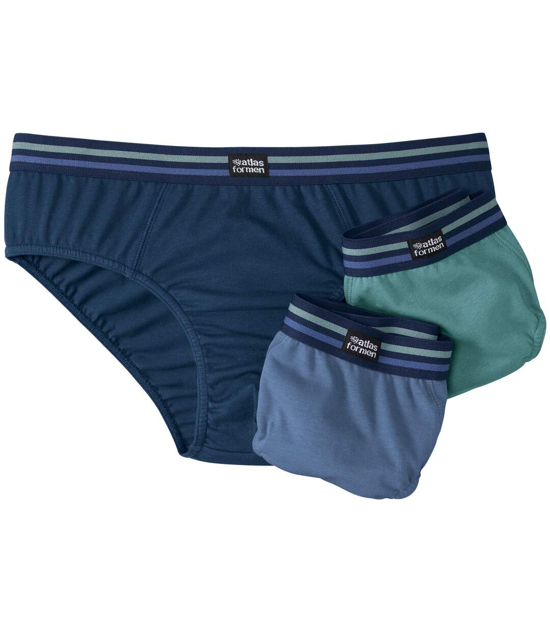 Pack of 3 Men's Comfort Briefs - Navy Blue Green-1