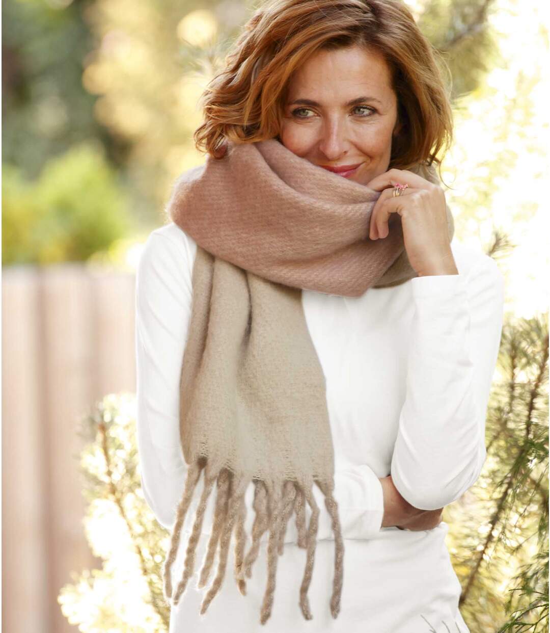 Women's Warm Scarf - Pink Beige-1