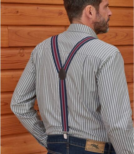 Men's Navy Striped Braces