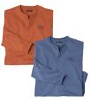 2er-Pack einfarbige T-Shirts mit Henleykragen Atlas For Men