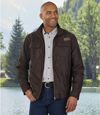 Men's Full Zip Brown Faux Suede Jacket - Distressed-Look Atlas For Men