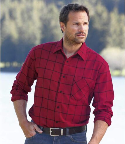 Men's Casual Red Poplin Shirt