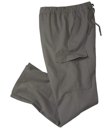 Men's Grey Micro-Canvas Cargo Trousers