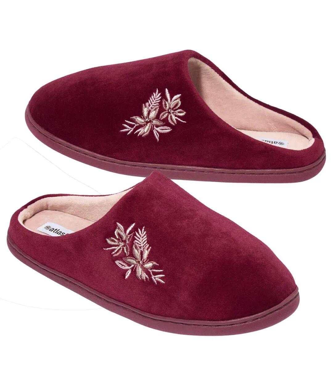 Les Mules Velours Broderie Florale-1