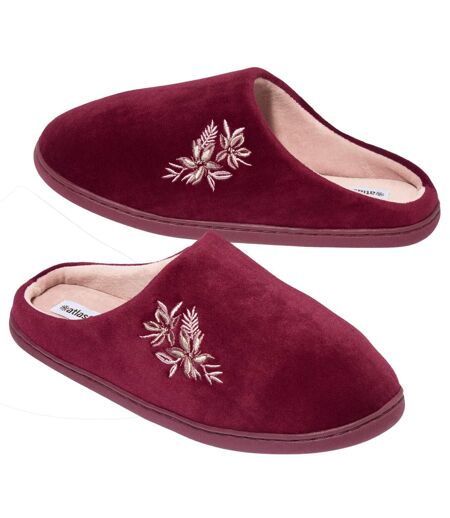 Les Mules Velours Broderie Florale
