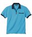 Men's Turquoise Zip-Up Polo Shirt