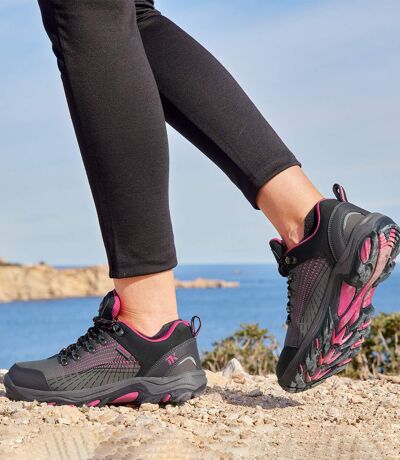 Women's Low-Rise Hiking Shoes - Black Grey Pink