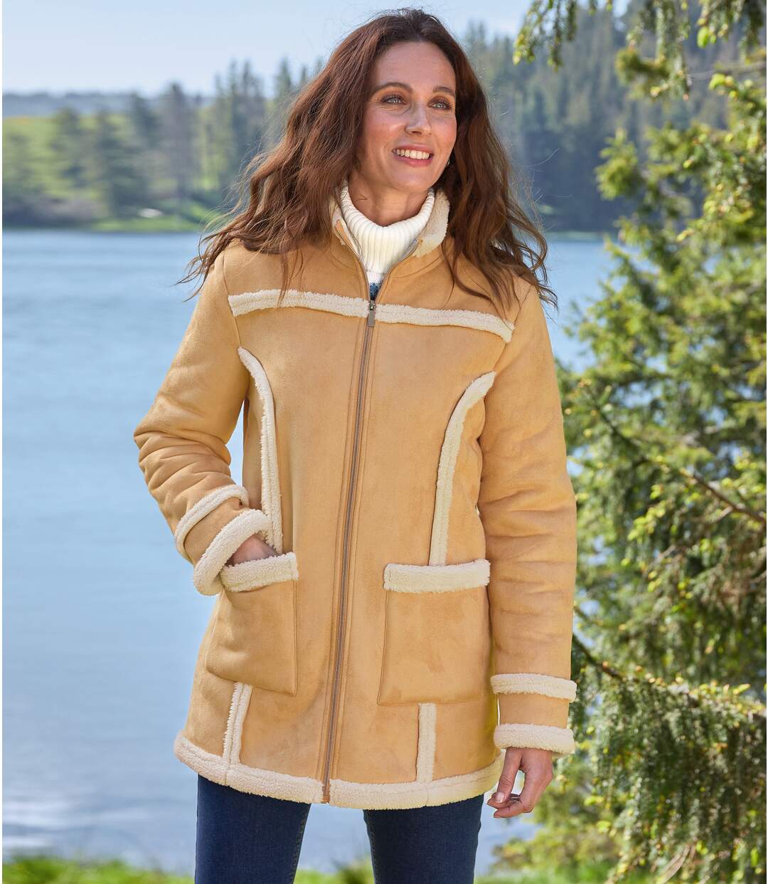 Manteau Suédine Fourrée Sherpa 