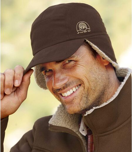 Men’s Faux-Suede and Sherpa Snow Cap with Ear Flaps