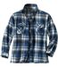 Men's Checked Fleece Overshirt - Blue Black Ecru 