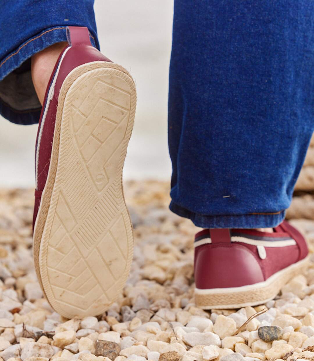 Men's Burgundy Elasticated Canvas Moccasins 