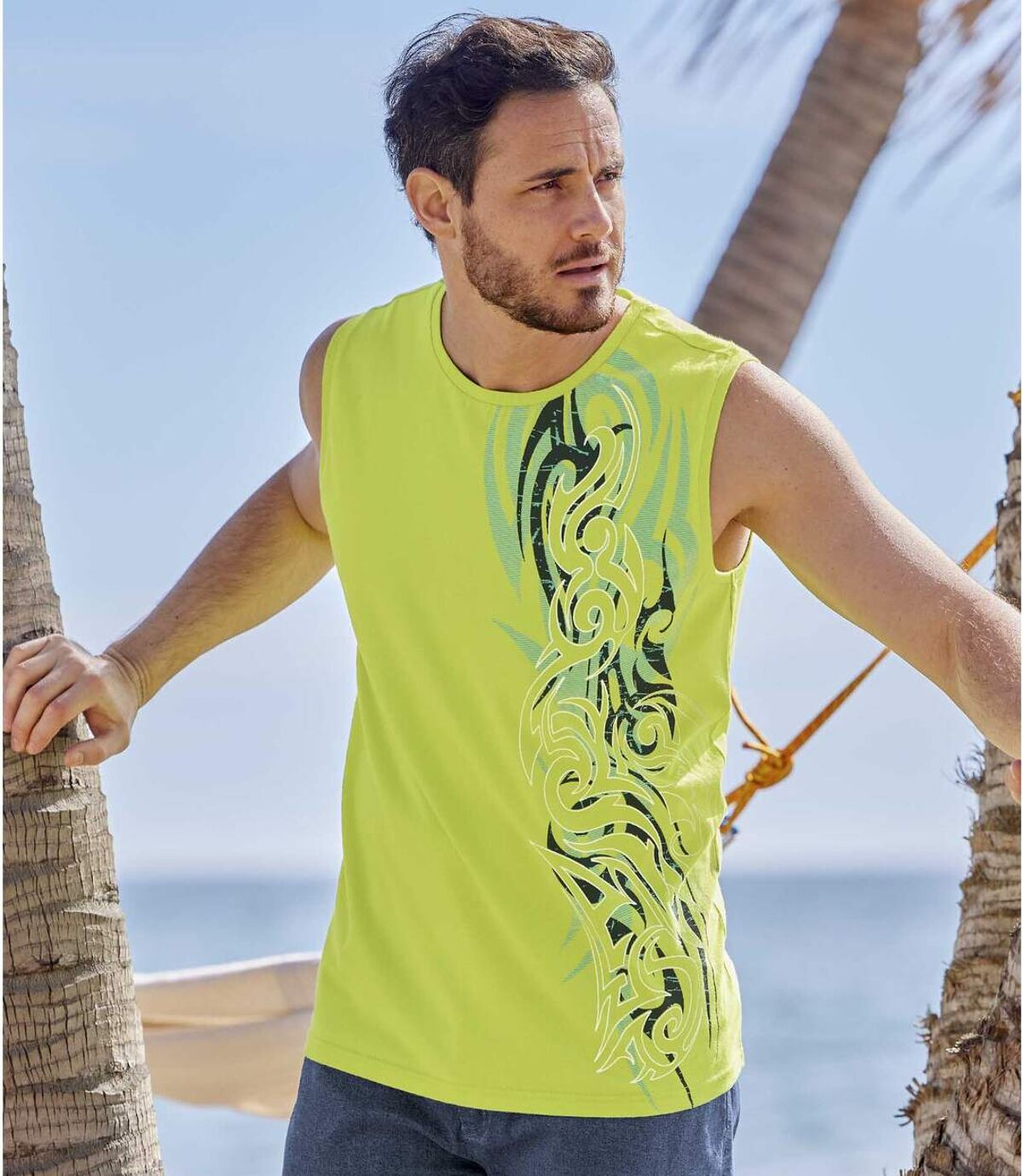 Pack of 2 Men's Graphic Tank Tops - Green Navy Atlas For Men