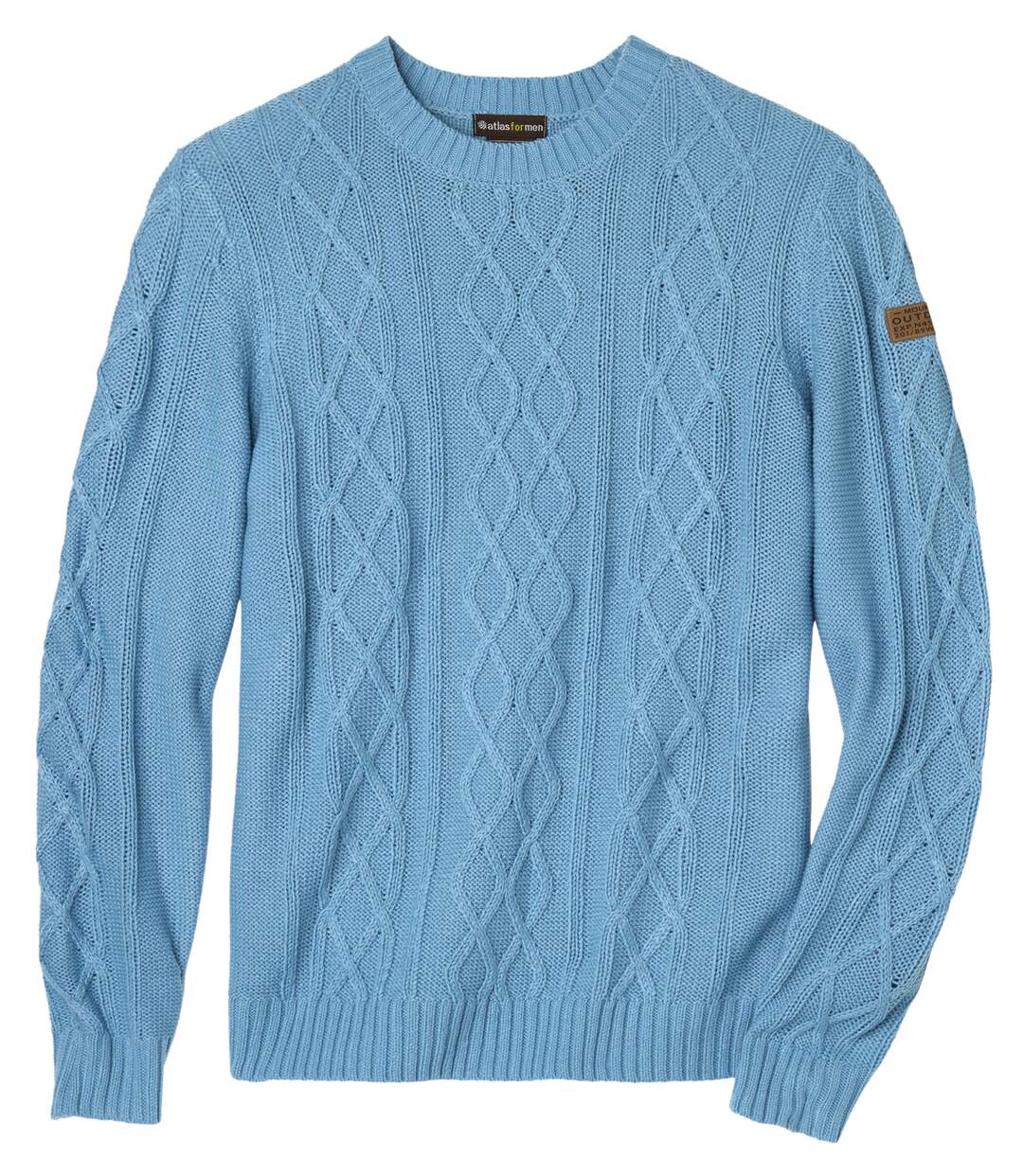 Men's Blue Cable-Knit Jumper-2
