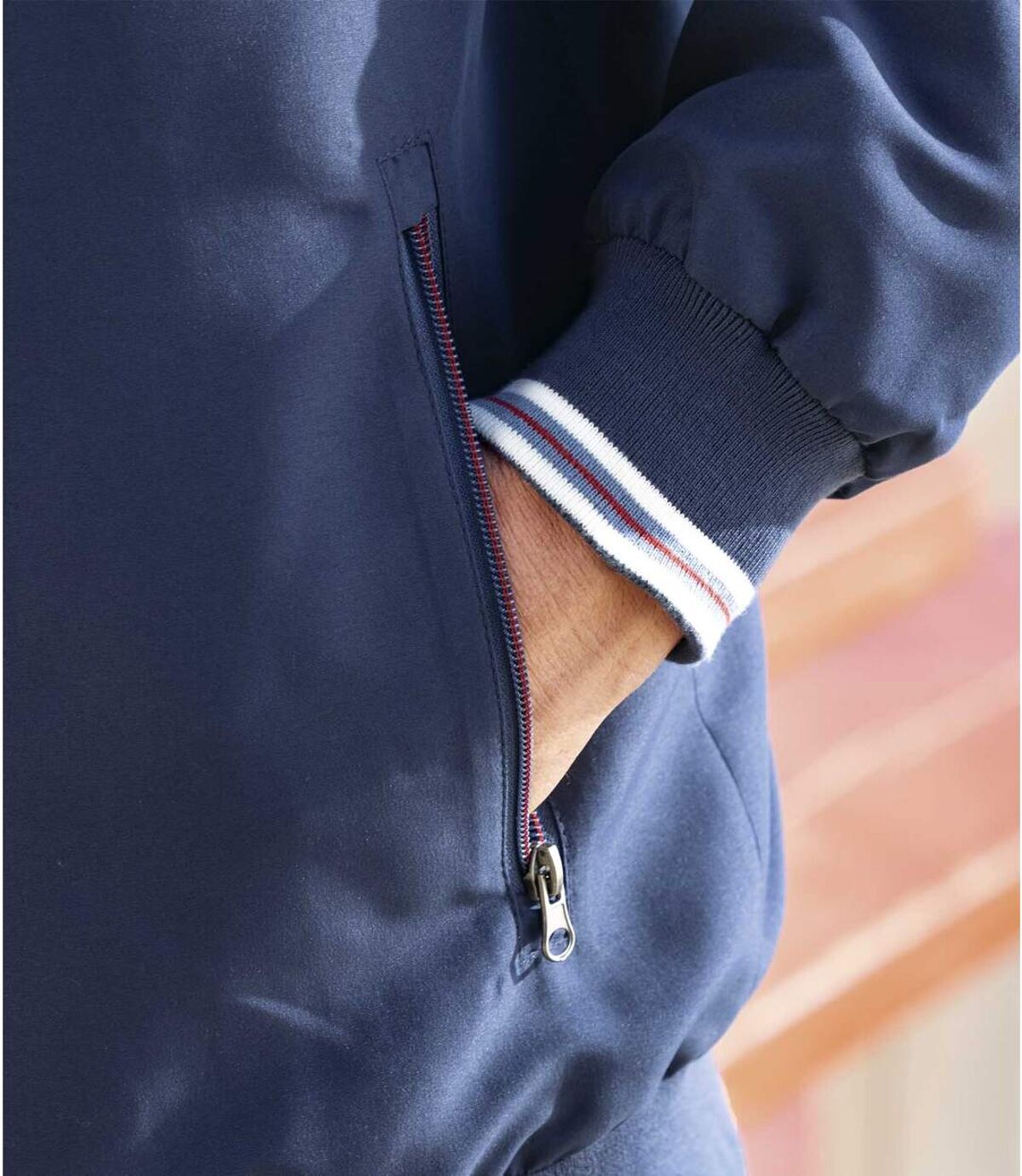 Men's Navy Microfibre Jacket - Full Zip Atlas For Men