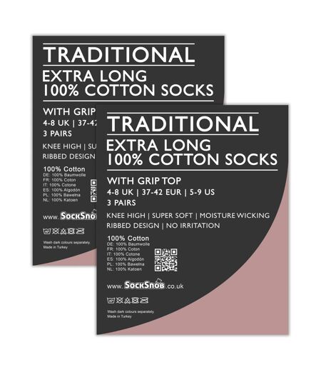Sock Snob - Lot de 6 Chaussettes Femme 100% Coton Hautes | Bord Non Élastique
