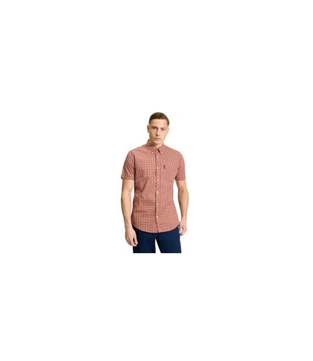 Mens Signature House Checked Short-sleeved Shirt Red Ben Sherman