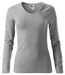 T-shirt col V - Extensible - Manches longues - Femme - MF127 - gris foncé chiné