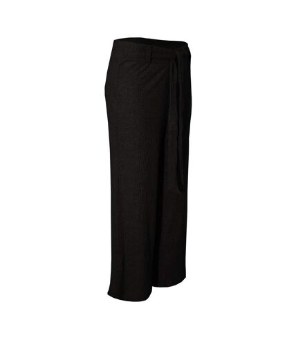 Womens/ladies meghan belted rib trousers black Brave Soul