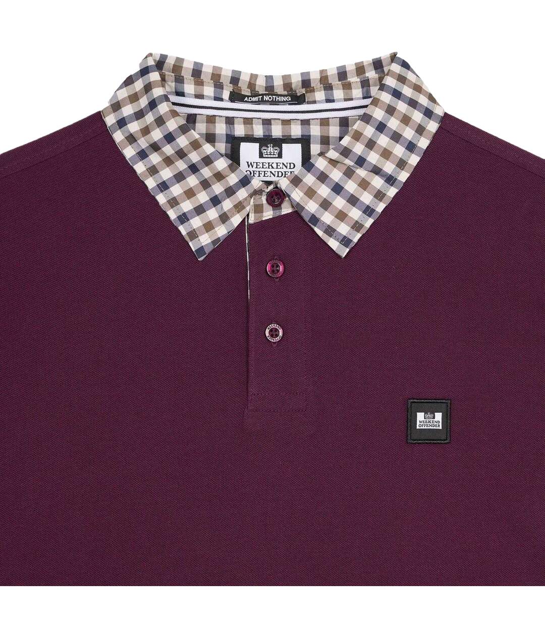 Polo Manches Longues Style Col À Carreaux Walker Homme Rose Baie Weekend Offender-4