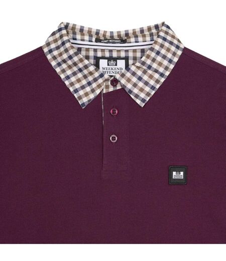 Polo Manches Longues Style Col À Carreaux Walker Homme Rose Baie Weekend Offender